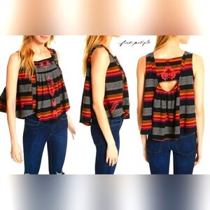 Free People Black Striped Women's Swing Tank Top XS